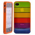 Bumper iPhone 4 Orange Arrière Arc-en-Ciel détachable rigide