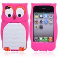 Coque iPhone 4/S Hibou fushia silicone