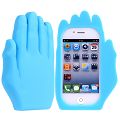 Coque iPhone 4/S Main Bleue silicone