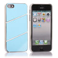 Coque iPhone 5 Slash simili cuir Bleu rigide