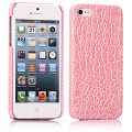 Coque iPhone 5 Simili Peau Croco rose rigide