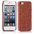 Coque iPhone 5 Simili Peau Croco marron rigide