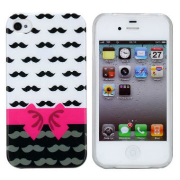 Coque iPhone 4/S Moustache Ruban rose rigide