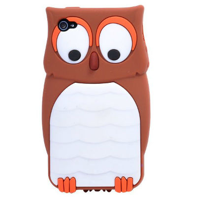 Coque iPhone 4/S Hibou marron silicone