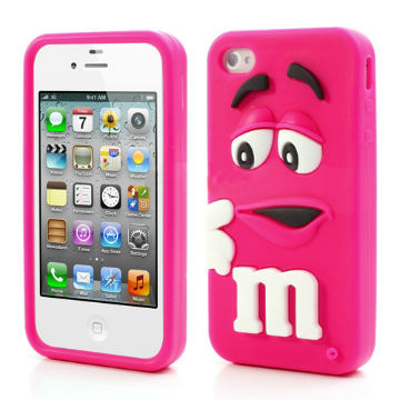 Coque iPhone 4/S M&M's Fushia silicone